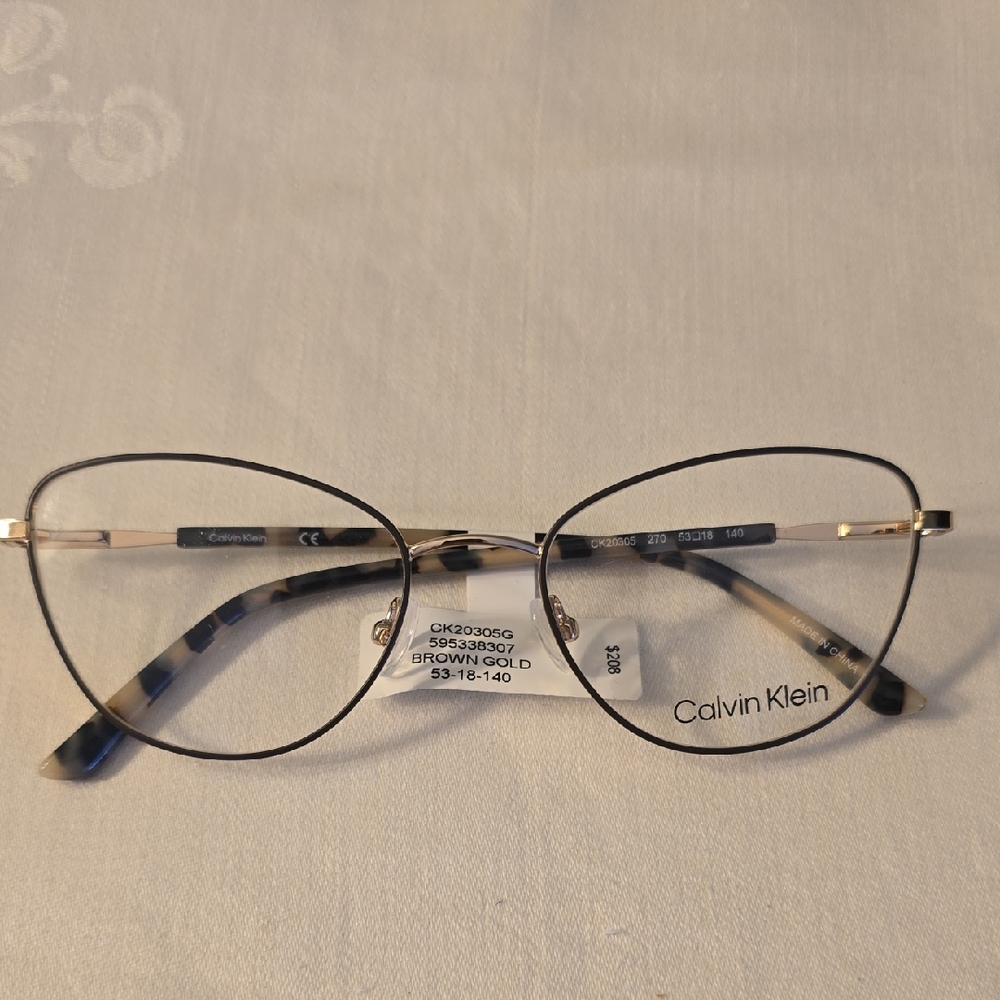 Calvin Klein Brown & Gold Frame Women's Sun Glasses CX20305G NWT